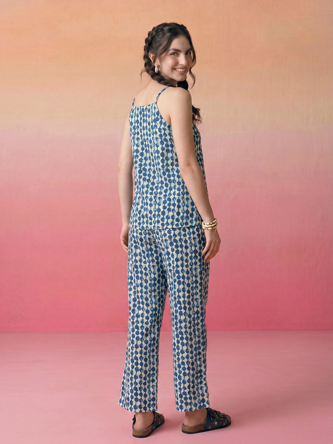 Janasya Off White Straight Cotton Pant Co-ord Sets - Dista