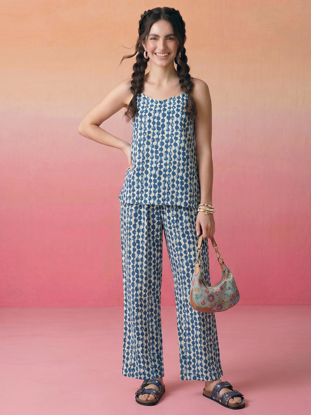 Janasya Off White Straight Cotton Pant Co-ord Sets - Dista