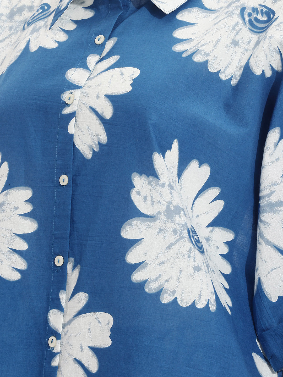 Janasya Blue Straight Cotton Pant Co-ord Sets - Dista