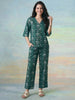 Janasya Teal Straight Cotton Pant Co-ord Sets - Dista
