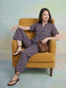 Janasya Navy Blue Straight Cotton Pant Co-ord Sets - Dista