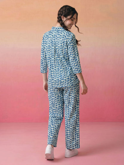 Janasya Off White Straight Cotton Pant Co-ord Sets - Dista