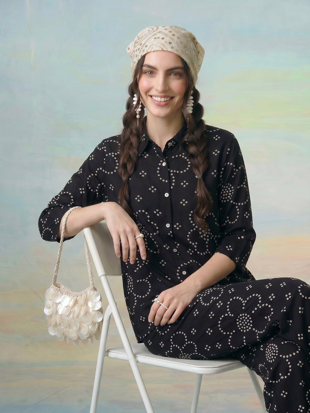Janasya Black Straight Cotton Pant Co-ord Sets - Dista
