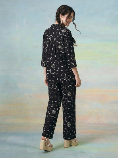 Janasya Black Straight Cotton Pant Co-ord Sets - Dista