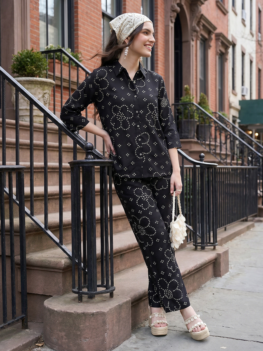 Janasya Black Straight Cotton Pant Co-ord Sets - Dista