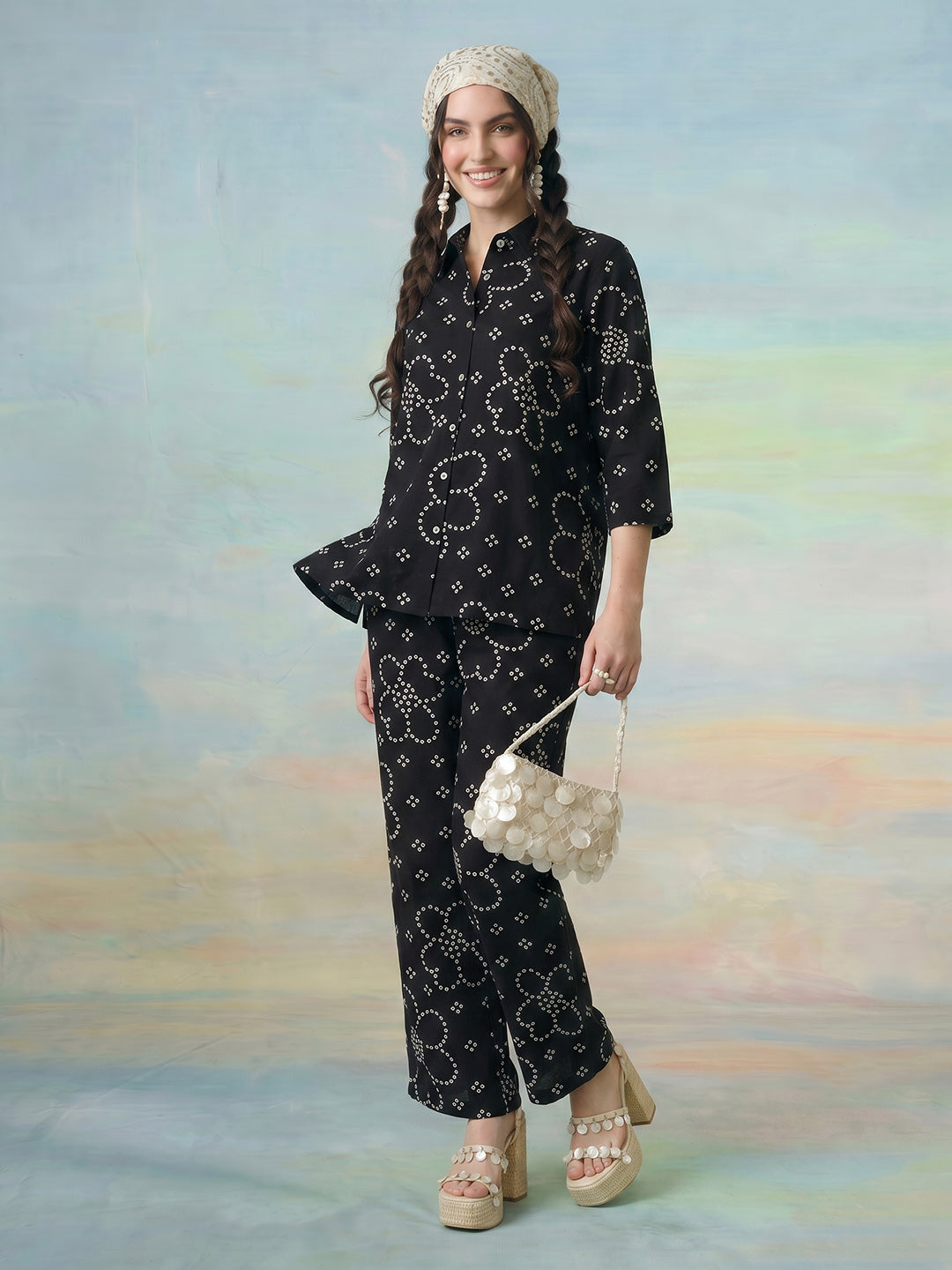 Janasya Black Straight Cotton Pant Co-ord Sets - Dista