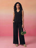 Janasya Black Straight Polyester Pant Co-ord Sets - Dista