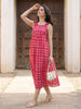 Janasya Pink A-Line Cotton Dress - Dista