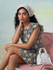 Janasya Navy Blue A-Line Cotton Dress - Dista
