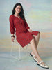 Janasya Maroon A-Line Cotton Dress - Dista