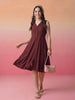 Janasya Brown A-Line Rayon Dress - Dista