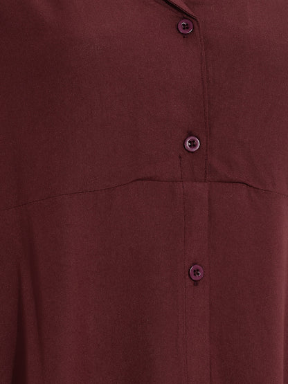 Janasya Brown A-Line Rayon Dress - Dista