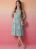 Janasya Sky Blue Tiered Cotton Dress - Dista