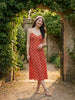 Janasya Red A-Line Cotton Dress - Dista