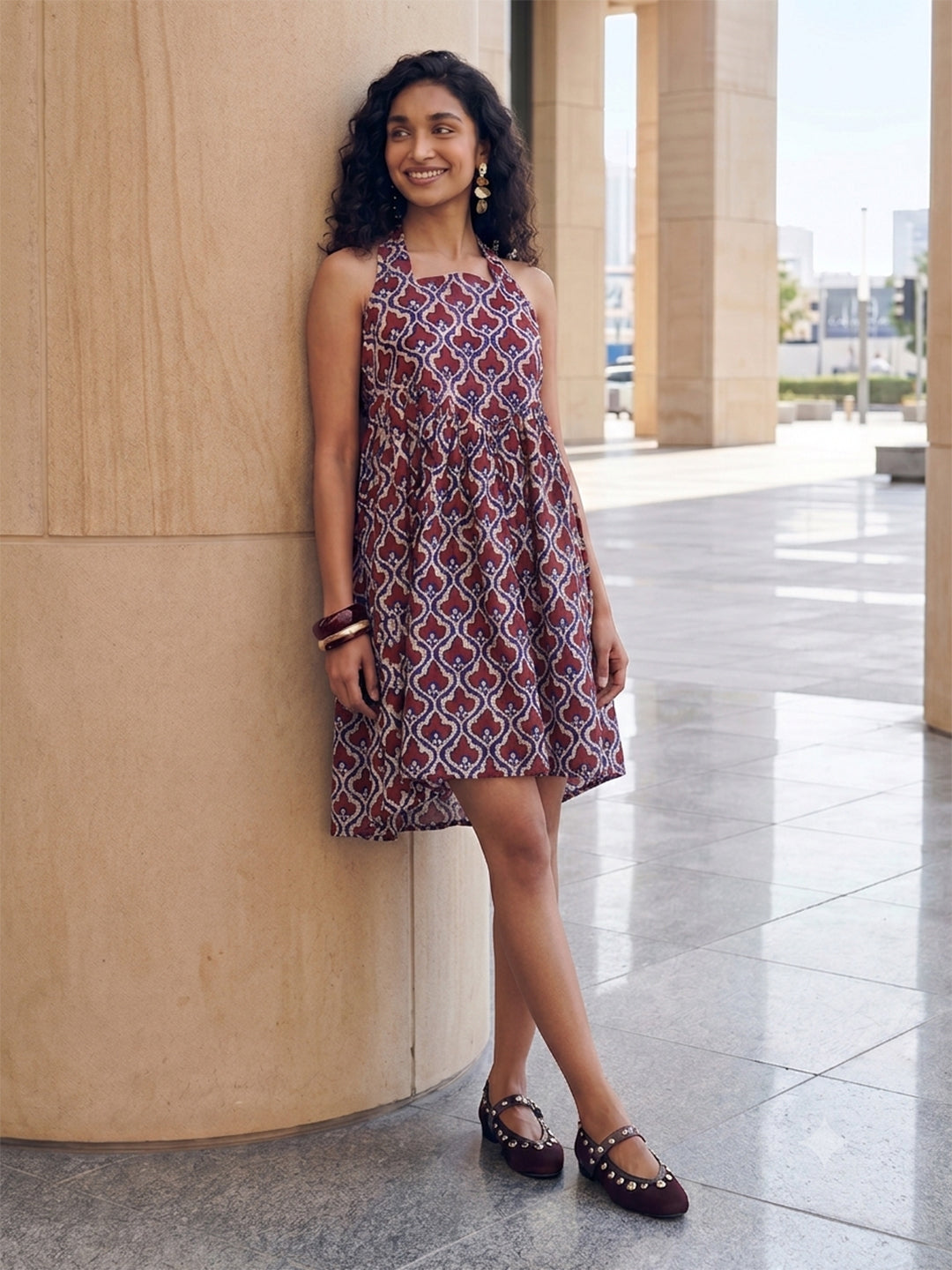 Janasya Multi A-Line Cotton Dress - Dista