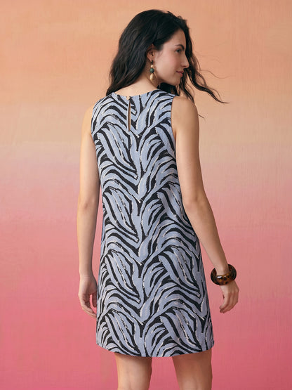 Janasya Blue A-Line Cotton Dress - Dista