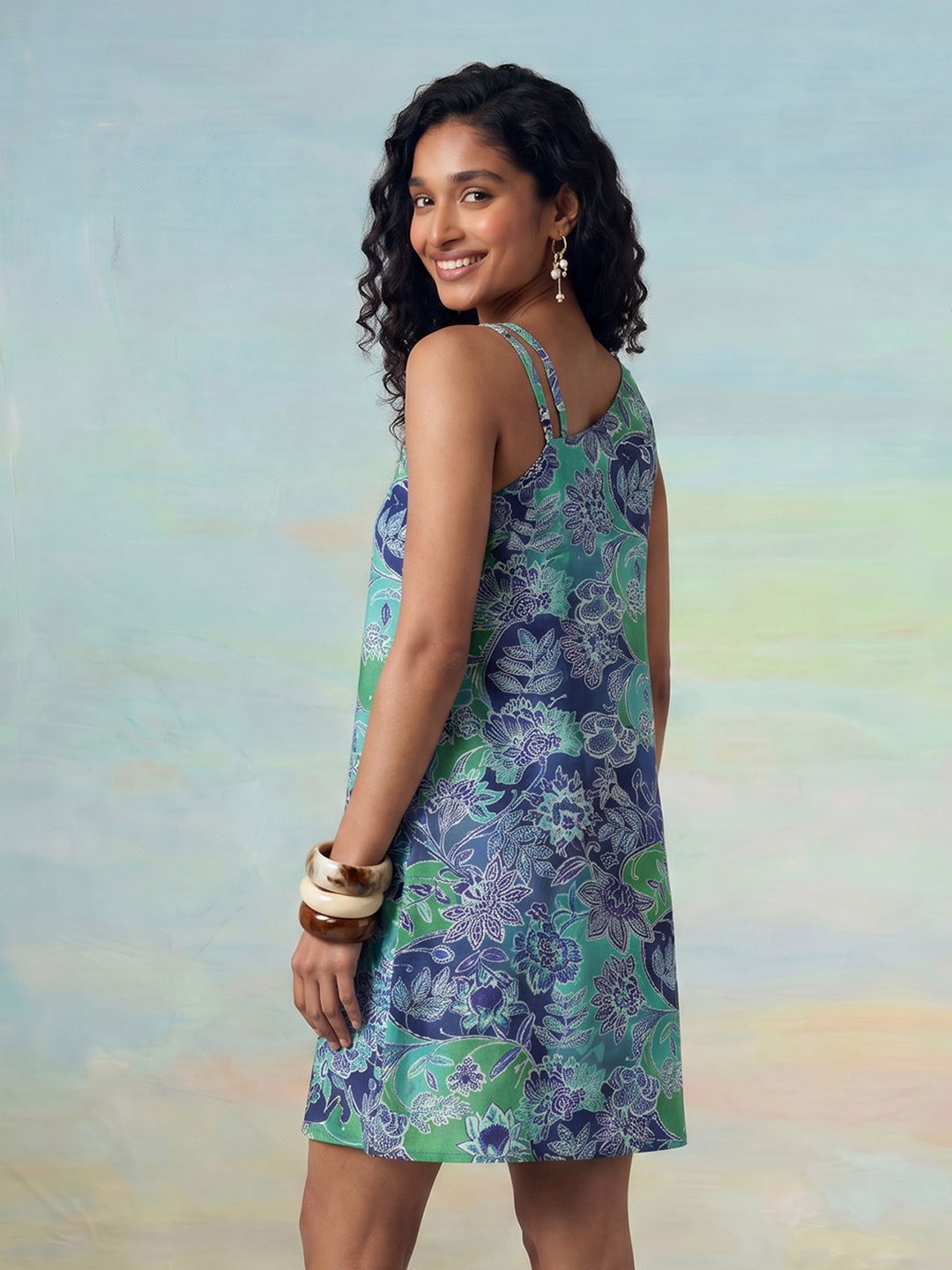 Janasya Multi A-Line Cotton Dress - Dista