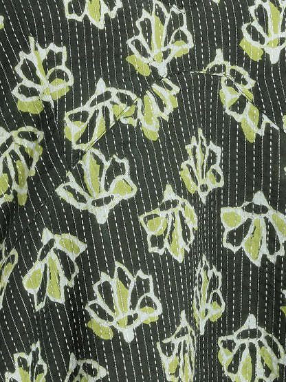 Janasya Olive A-Line Cotton Dress - Dista