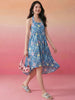 Janasya Sky Blue A-Line Cotton Dress - Dista