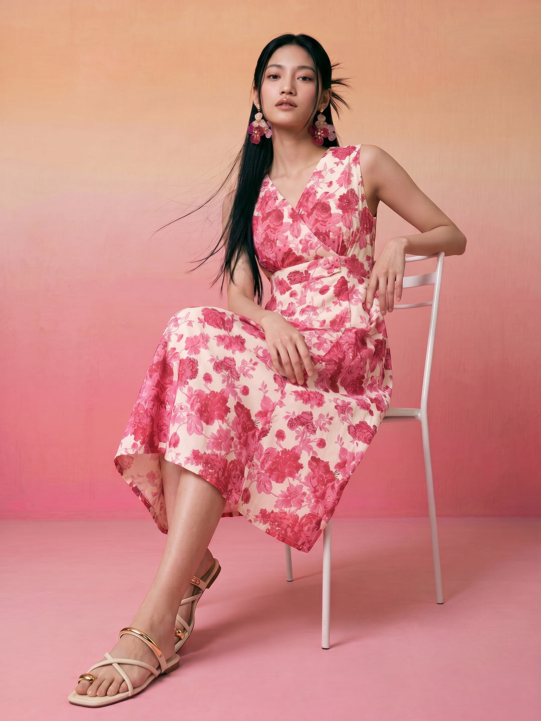 Janasya Cream A-Line Cotton Dress - Dista