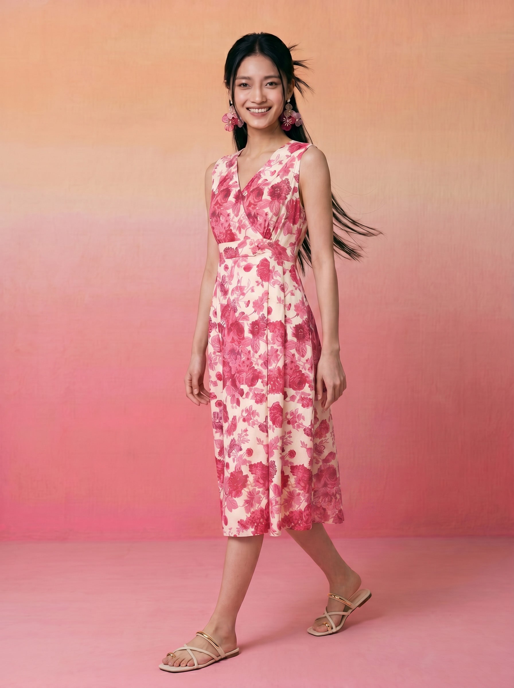 Janasya Cream A-Line Cotton Dress - Dista