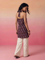 Thumbnail for Janasya Wine Straight Cotton Kurta - Dista