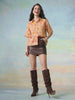 Janasya Beige Shirt Cotton Top - Dista