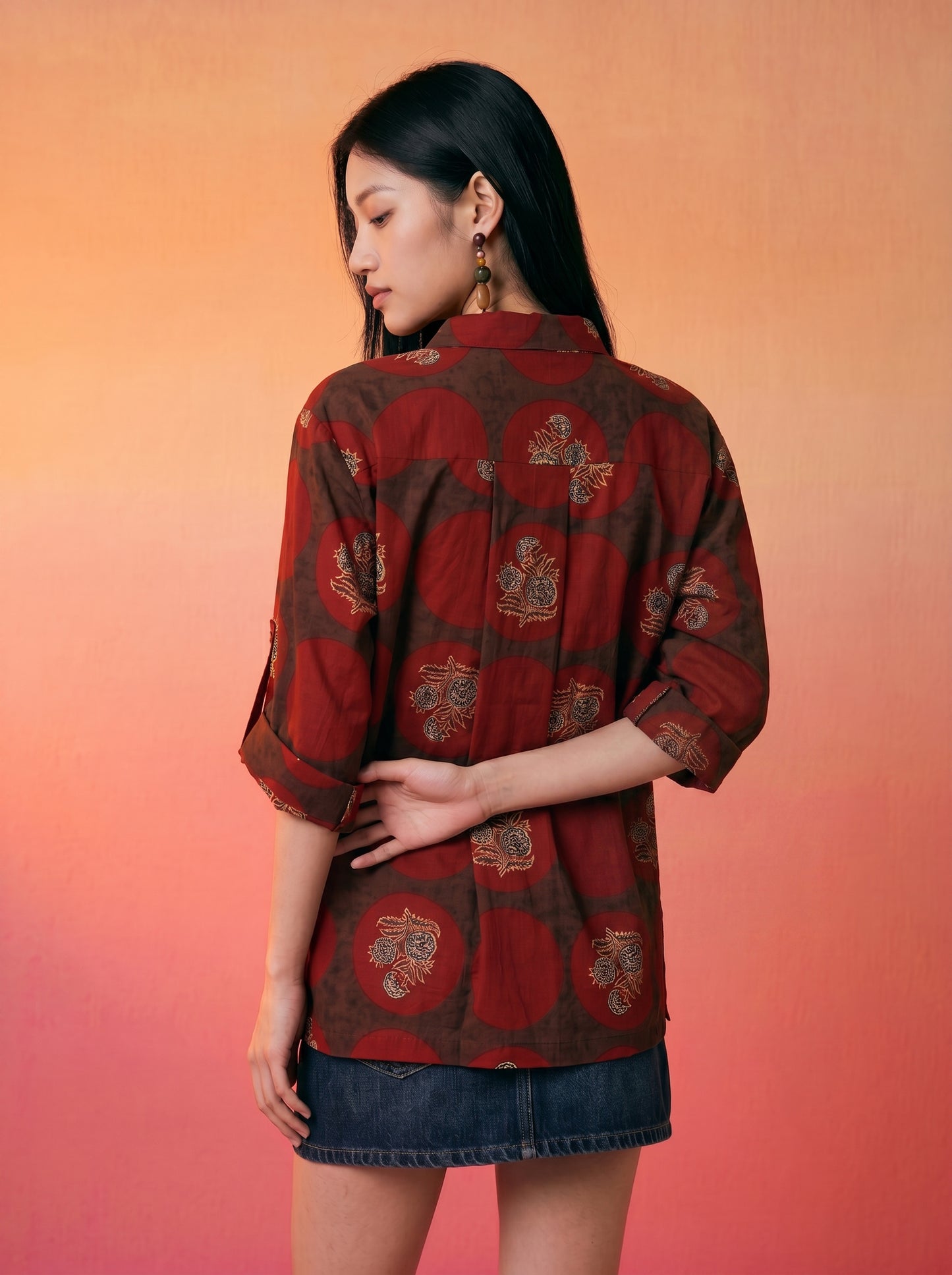 Janasya Brown Shirt Cotton Top - Dista