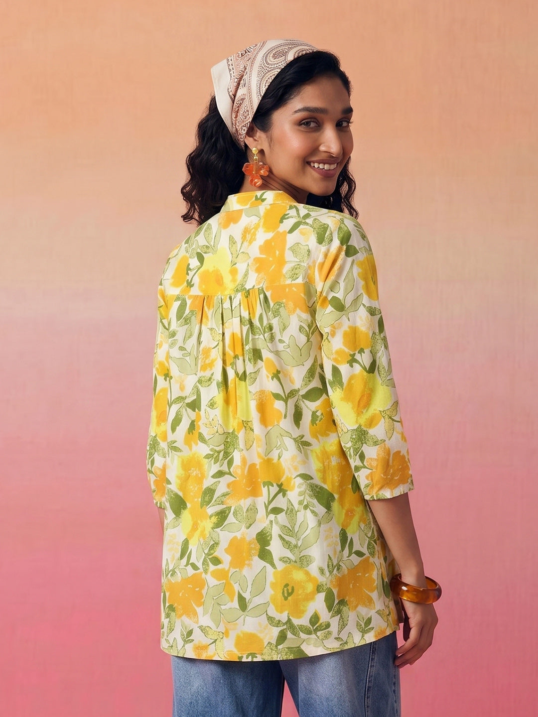 Janasya Multi A-Line Cotton Top - Dista