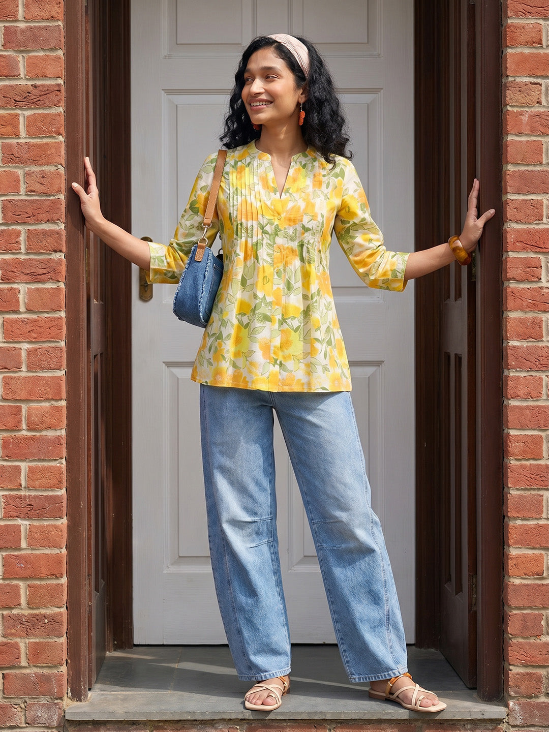 Janasya Multi A-Line Cotton Top - Dista