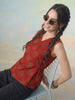 Janasya Rust A-Line Cotton Top - Dista