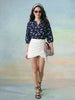 Janasya Navy Blue Shirt Cotton Top - Dista