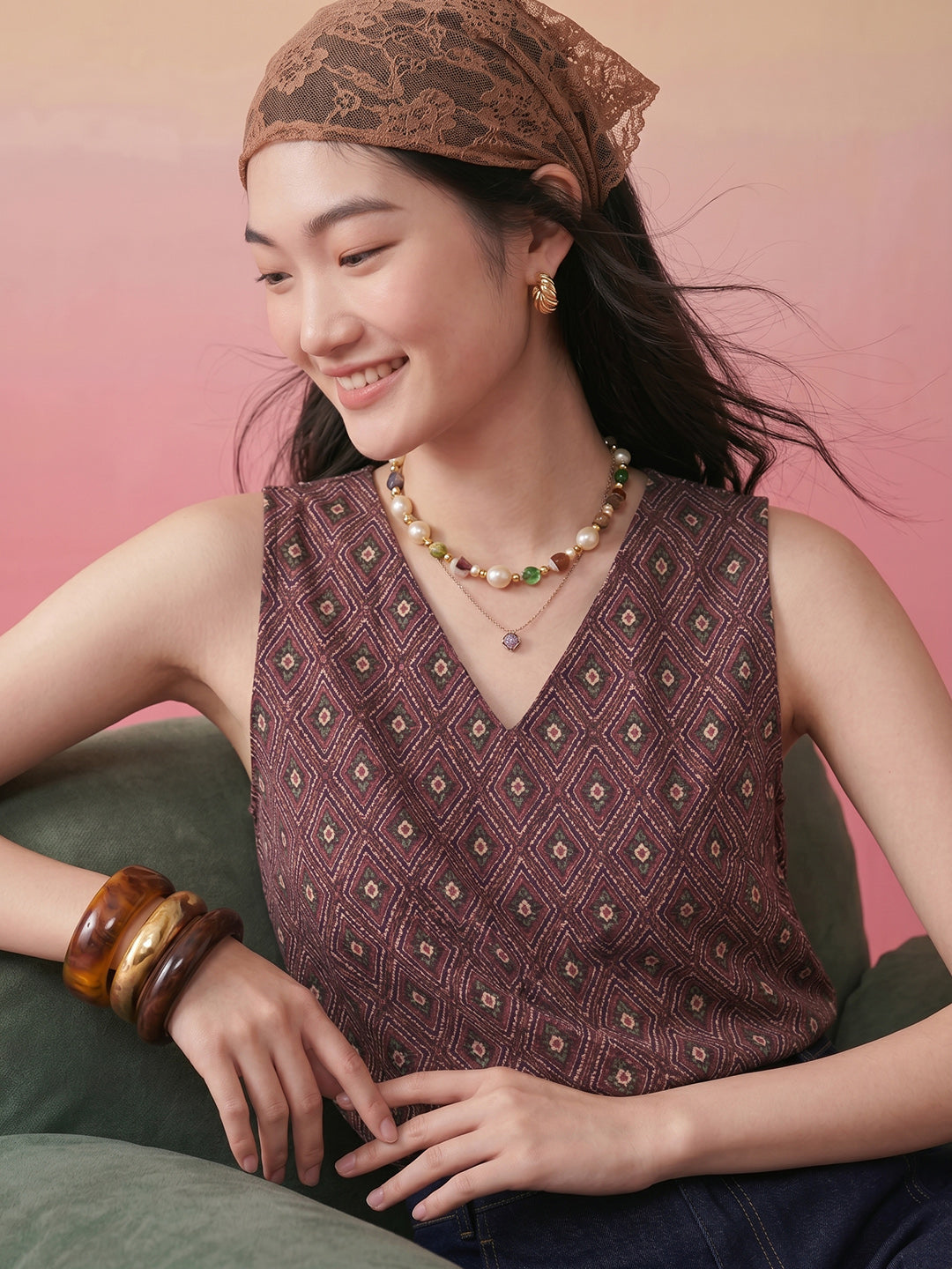 Janasya Maroon A-Line Cotton Top - Dista