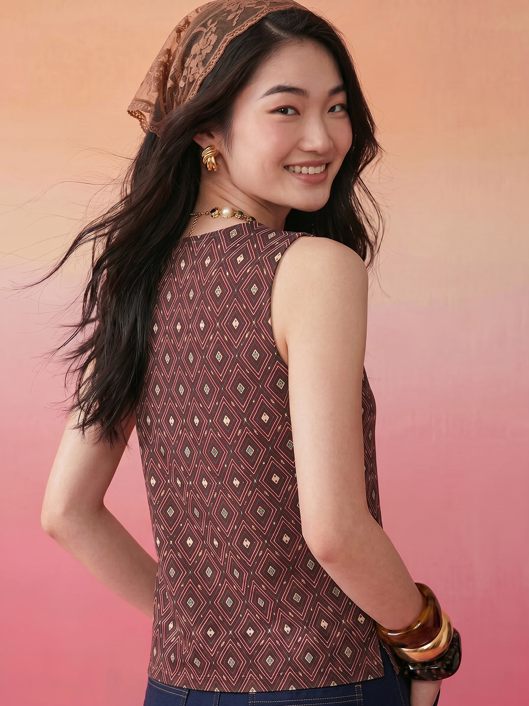 Janasya Maroon A-Line Cotton Top - Dista
