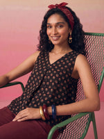 Thumbnail for Janasya Black A-Line Cotton Top - Dista