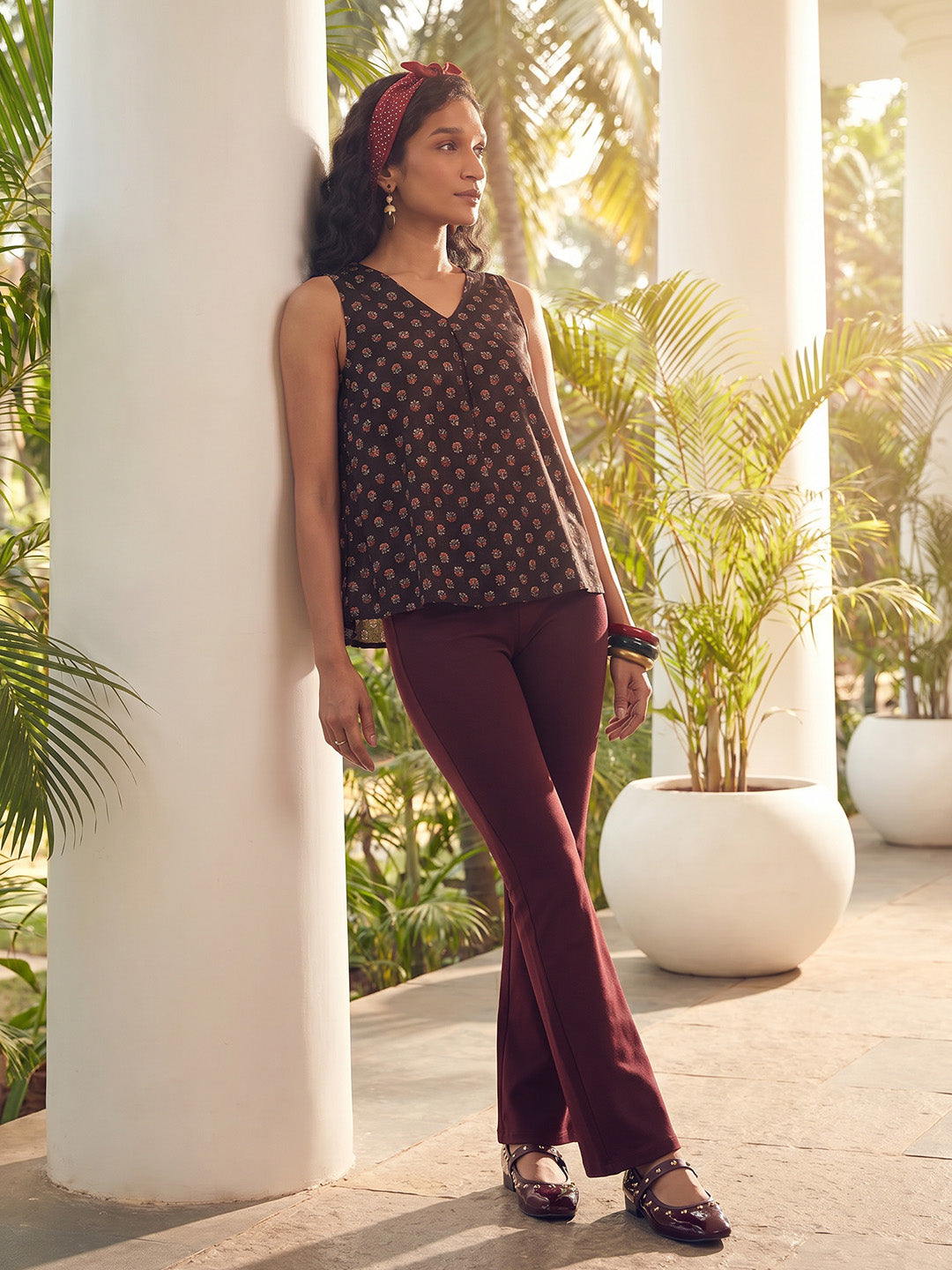 Janasya Black A-Line Cotton Top - Dista