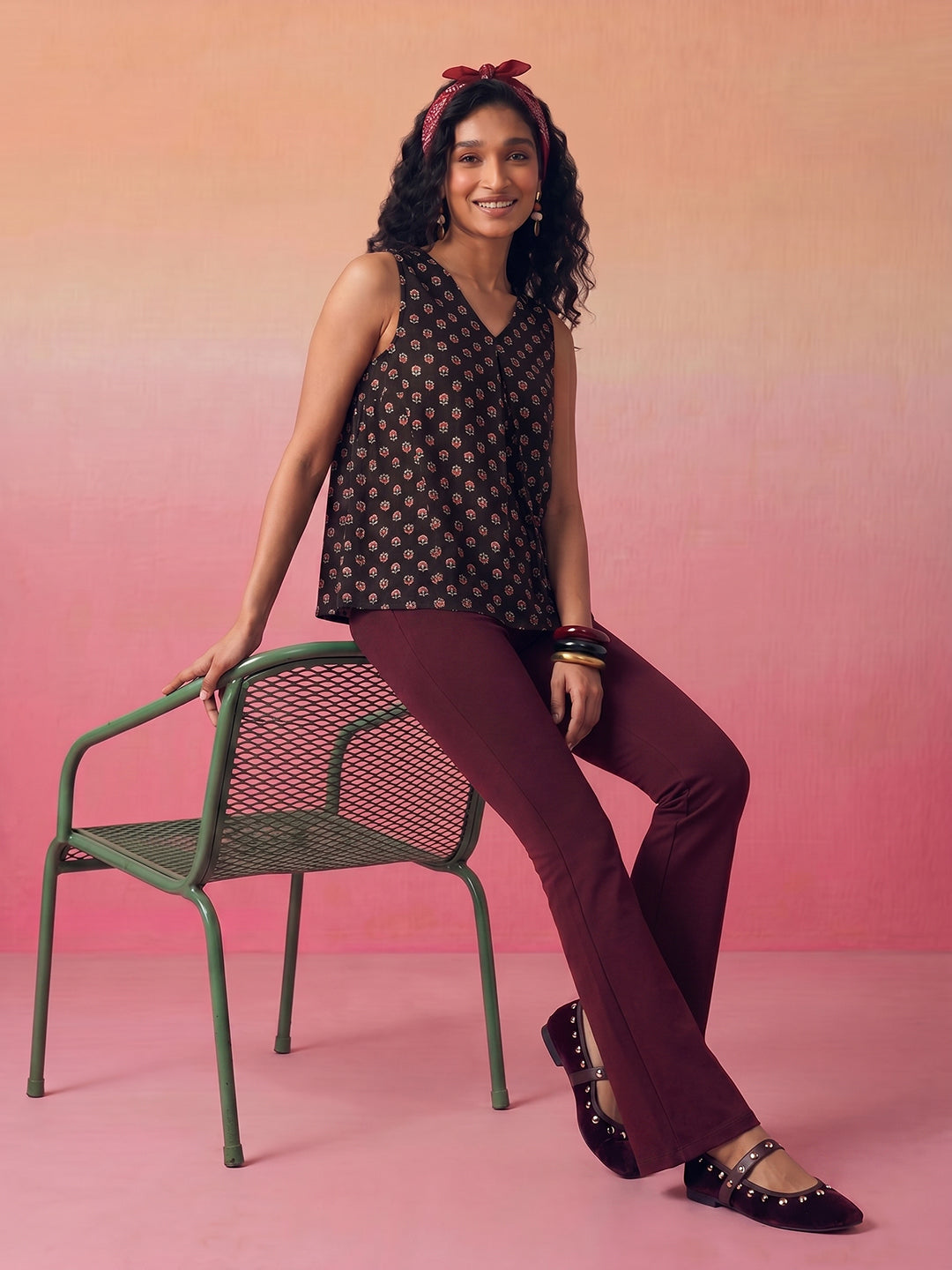 Janasya Black A-Line Cotton Top - Dista