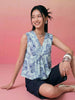 Janasya Aqua Peplum Cotton Top - Dista