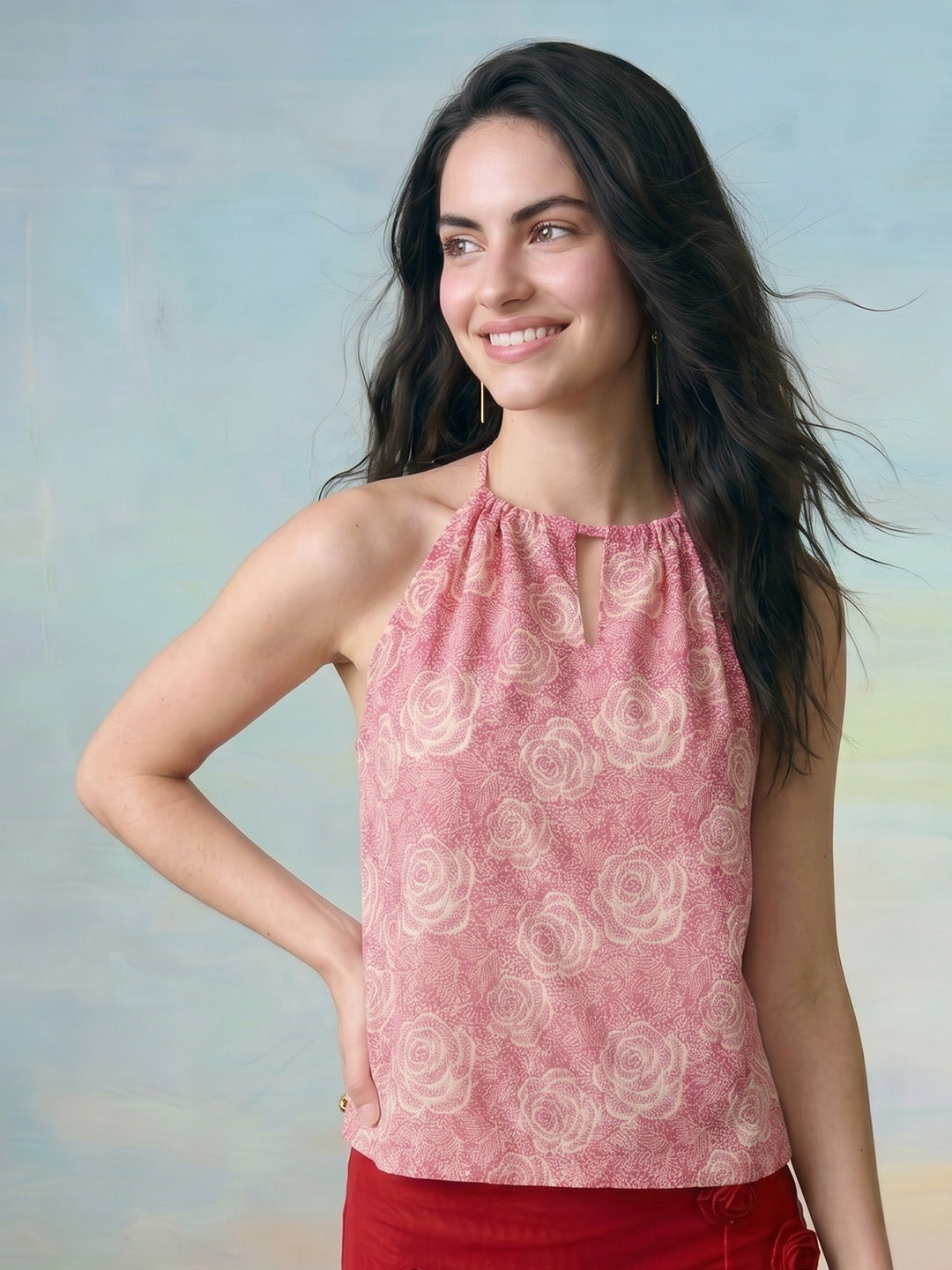 Janasya Pink A-Line Cotton Top - Dista