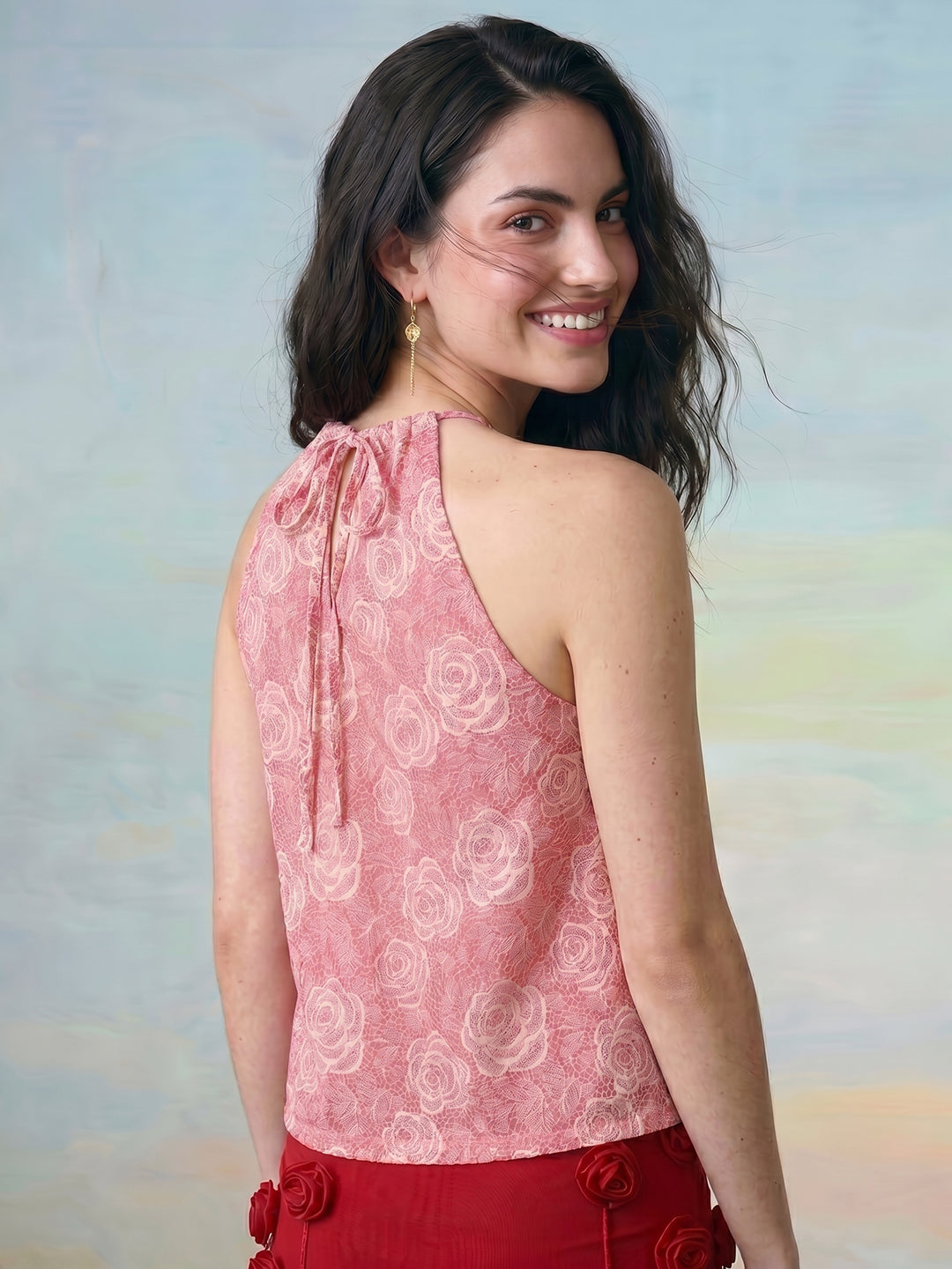Janasya Pink A-Line Cotton Top - Dista