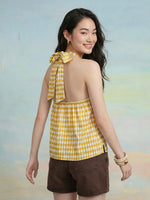 Thumbnail for Janasya Yellow A-Line Cotton Top - Dista