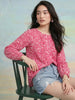 Janasya Pink A-Line Cotton Top - Dista