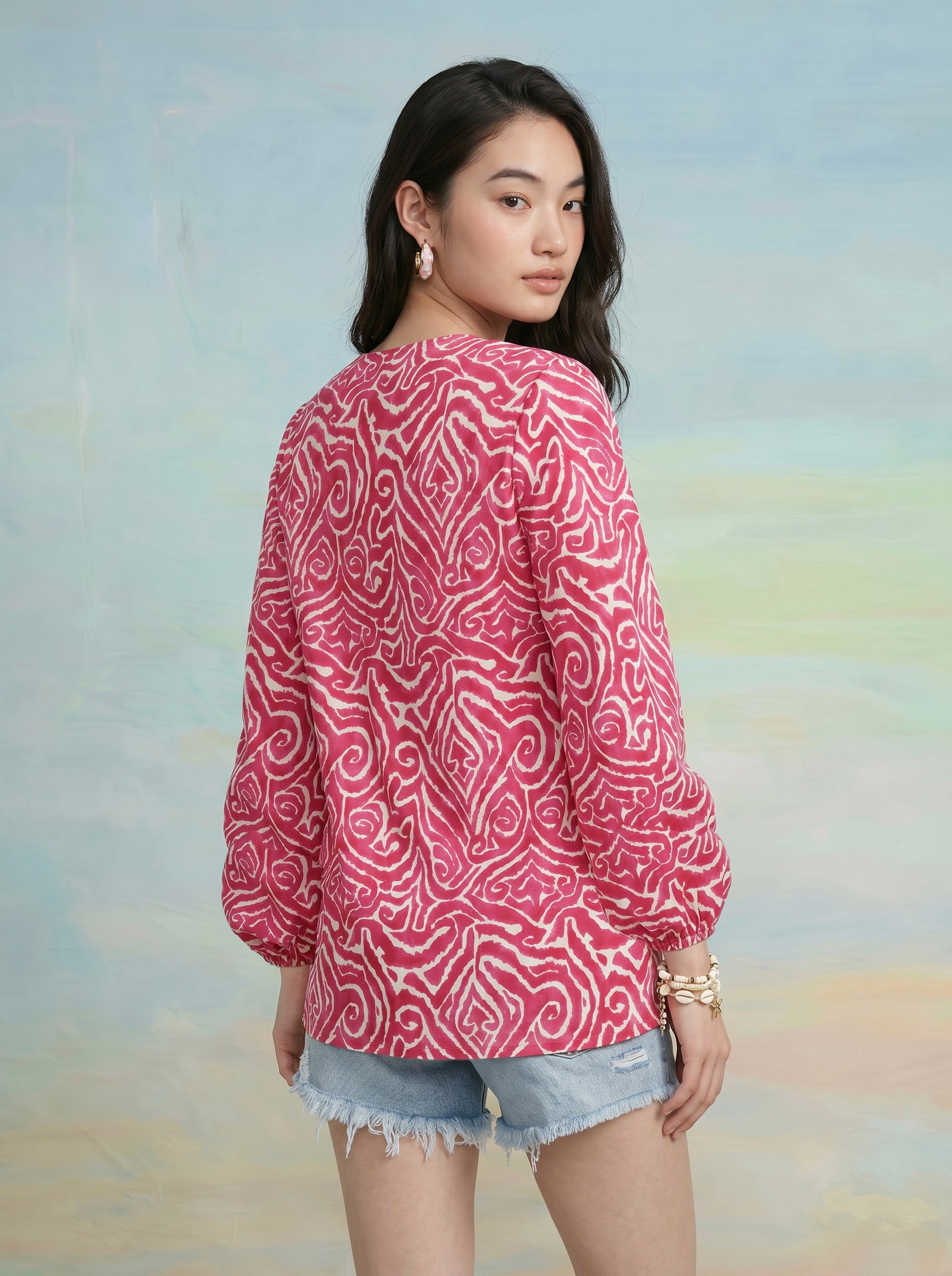 Janasya Pink A-Line Cotton Top - Dista