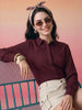 Janasya Wine Shirt Rayon Top - Dista