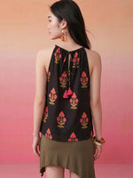 Thumbnail for Janasya Black Straight Cotton Top - Dista