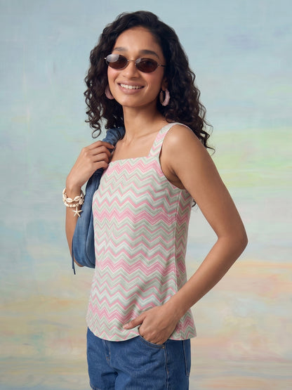 Janasya Multi A-Line Cotton Top - Dista