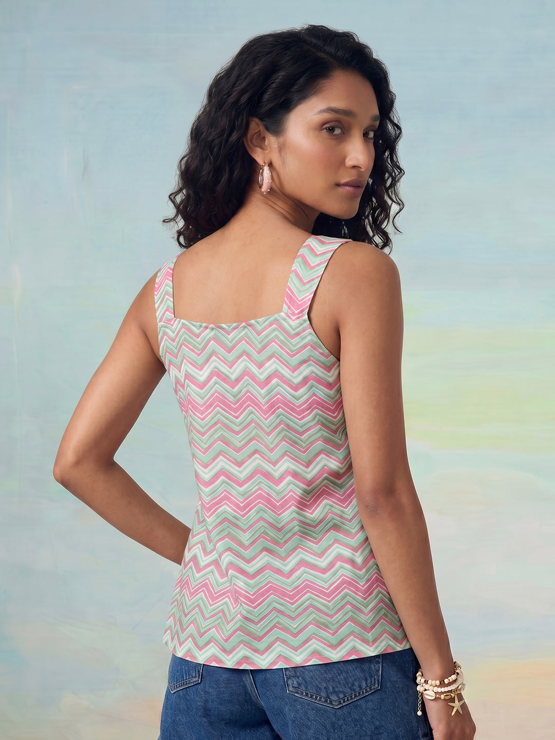 Janasya Multi A-Line Cotton Top - Dista