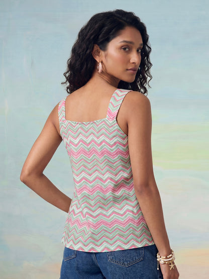 Janasya Multi A-Line Cotton Top - Dista