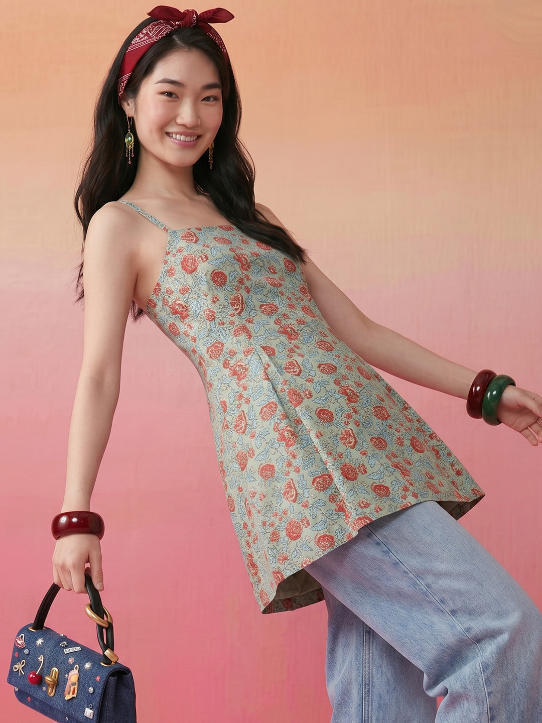 Janasya Sage A-Line Cotton Top - Dista