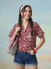 Janasya Wine Shirt Cotton Top - Dista